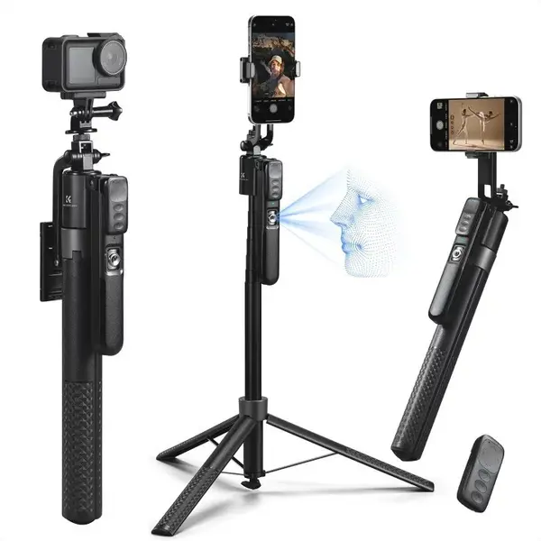 K&F X106 Selfie Stick Trepied Smart AI, Tracking 360 Grade, Telescopic 37-180cm, Control Gestual, Montura 1/4 inch