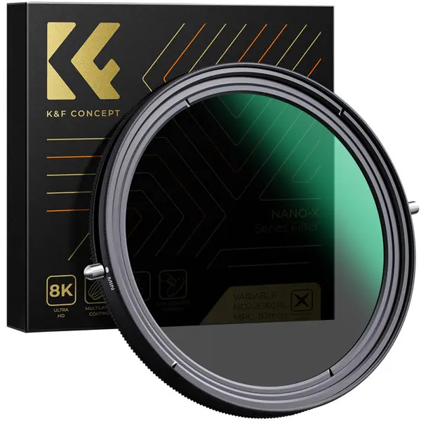 K&F XB42 Nano-X Filtru CPL+ND Variabil, Diametru 62mm, ND2-ND32, 1-5 Stop-uri, 2 in 1, Fara Efect X