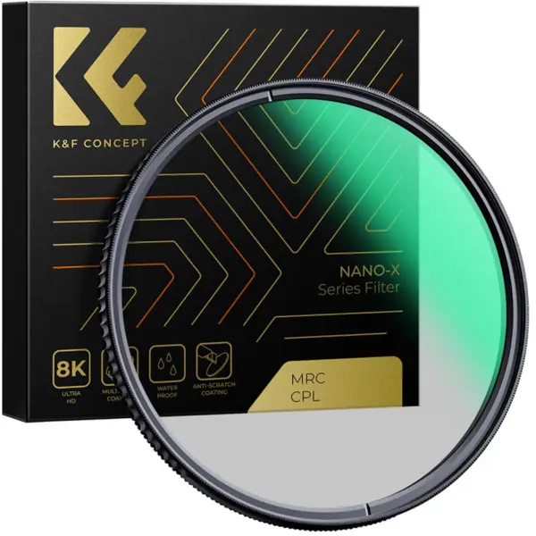 K&F XC15 Nano-X B270 Filtru CPL, Diametru 105mm, Sticla Optica Japoneza, Acoperire Verde 28 Straturi, Rezistent la Apa