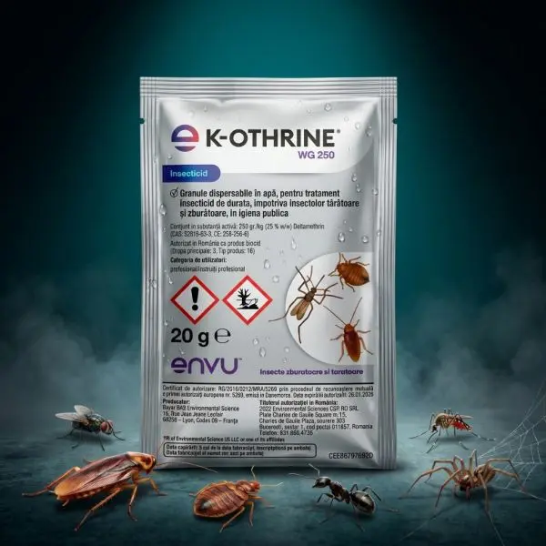 K-Othrine WG 250 20g solutie insecticid anti plosnite de pat gandaci muste tantari furnici purici viespi