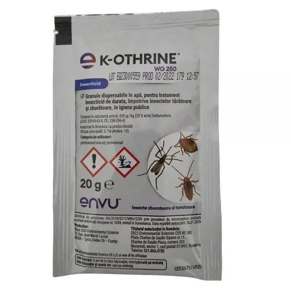 K-Othrine WG 250 20g solutie insecticid anti plosnite de pat gandaci muste tantari furnici purici viespi