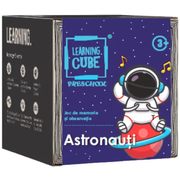 K-TOYZ Joc de atentie K-TOYZ Learning Cube® - Astronauti, 64 cartonase, 1 carioca care se sterge, 3 ani+