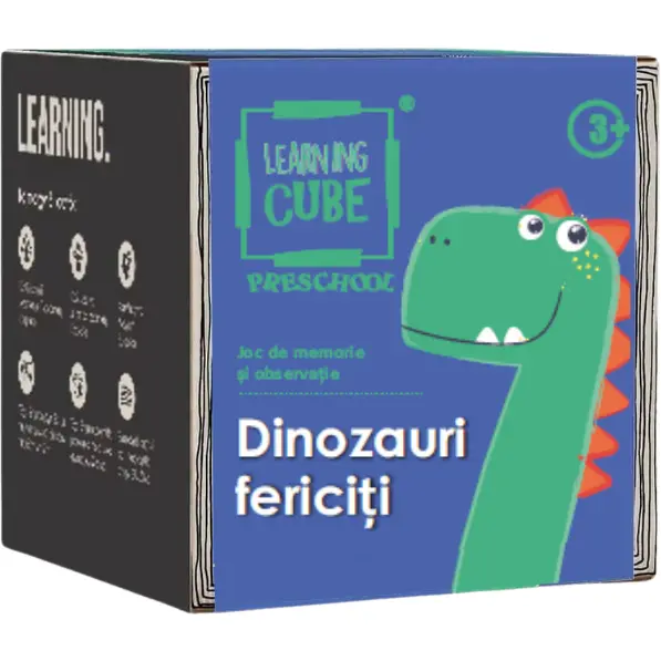 K-TOYZ Joc de atentie K-TOYZ Learning Cube® - Dinozauri fericiti, 64 cartonase, 1 carioca care se sterge, 3 ani+