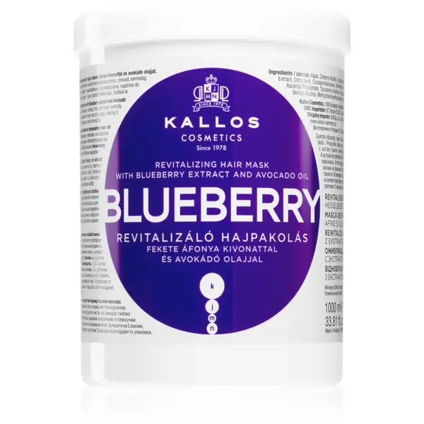 Kallos KJMN Professional Blueberry masca revitalizanta pentru par uscat, deteriorat si tratat chimic 1000 ml