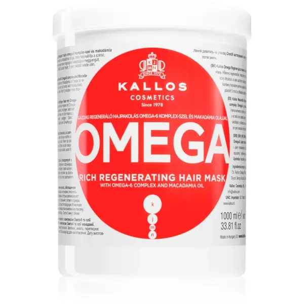 Kallos KJMN Professional Omega masca de par hranitoare cu ulei de macadamia si complex omega 6 1000 ml