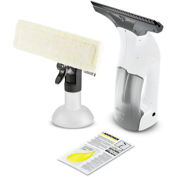 Karcher Aspirator pentru geamuri Karcher WV 1 Plus, autonomie 25 min, randament max. 70 m², rezervor 100 ml, recipient pulverizator cu laveta din microfibra, Alb-Negru