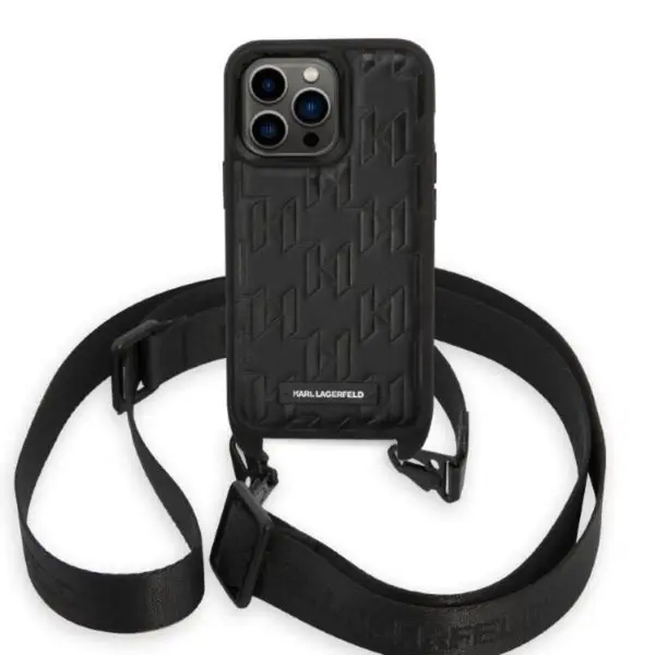 Karl Lagerfeld Husa Monogram Crossbody iPhone 14 Pro Max Negru