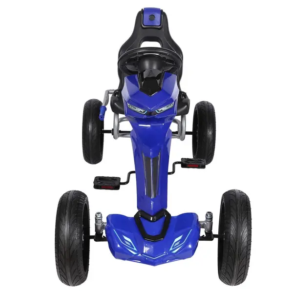 Kart cu pedale pentru copii, Nichiduta Go Kart Extreme Blue, structura metalica, scaun ergonomic si reglabil in 2 pozitii, roti EVA, dimensiune 122 x 60 x 70 cm