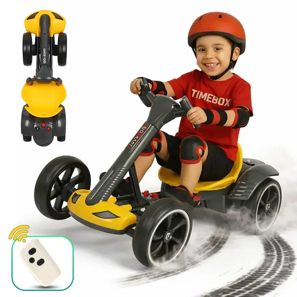 Kart electric copii, 4 roti, Pliabil si usor de montat, Scaun ergonomic, Galben - Default Title