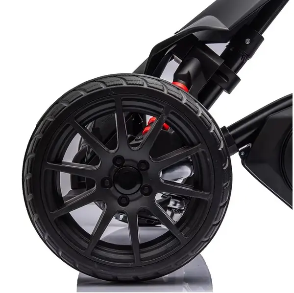 Kart electric pentru copii Nichiduta Speed Pink, 12V 45W, roti silenioase din spuma EVA, structura metalica, slow start, pornire la buton, pedala unica pentru acceleratiefrana, scaun reglabil, dimensiune 100 x 58 x 58.5 cm