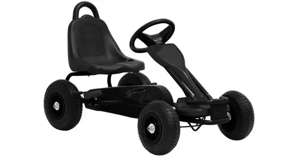 Kart pentru copii cu pedale si roti pneumatice, negru