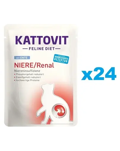 KATTOVIT Feline Diet Niere/Renal hrana umeda dietetica pentru pisici cu afectiuni ale rinichilor, cu rata 24 x 85 g