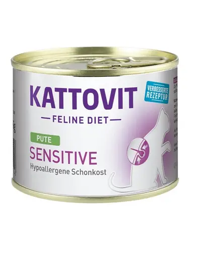 KATTOVIT Feline Diet Sensitive Turkey hrana dietetica pisici cu intolerante, alergii alimentare, curcan 185 g