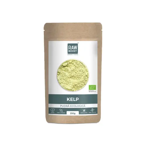 Kelp Pudră ECO - Mineralizant, Alcalinizant, 250g | Rawboost