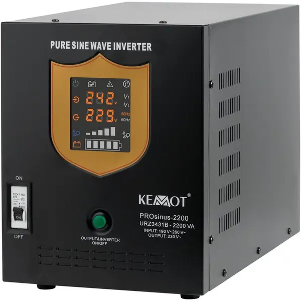 Kemot UPS centrale Kemot URZ3431B Sinus PUR, 2200VA / 1600W, 12V, Eficienta 85%, Negru