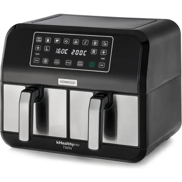 Kenwood Friteuza cu aer cald Kenwood kHealthy Fry, 1700W, doua cosuri 2x 4L, 8 programe, touch display, Negru
