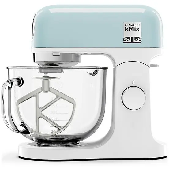 Kenwood Robot de bucatarie Kenwood kMix KMX754APB, 0W20011488, 1000 W, vas sticla 5 L, 6 trepte viteza, 3 accesorii patiserie, Alb-Albastru