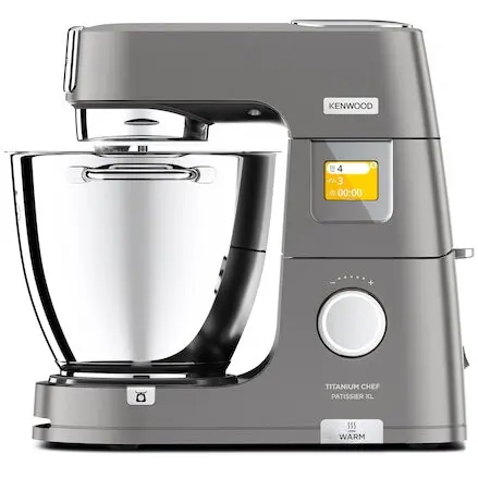 Kenwood Robot de bucatarie planetar Kenwood Titanium Chef Patissier XL KWL90.164SI - 0W20011381, 1400W (13 trepte), 6 functii presetate, 2 vase 7l/5l, Cantar integrat, Masina de tocat, Sistem de incalzire