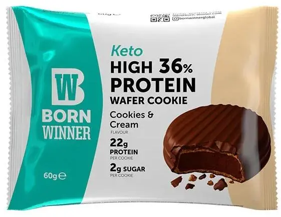 KETO Protein Cookie, fursecuri cu cremă, 60 g, Born Winner