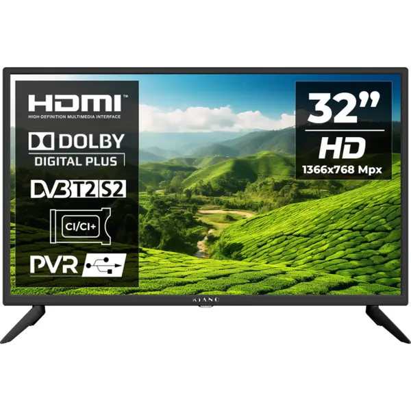 Kiano Televizor LED Kiano Slim TV, 32, 81 cm, HD Ready, 3xHDMI , clasa E, Negru