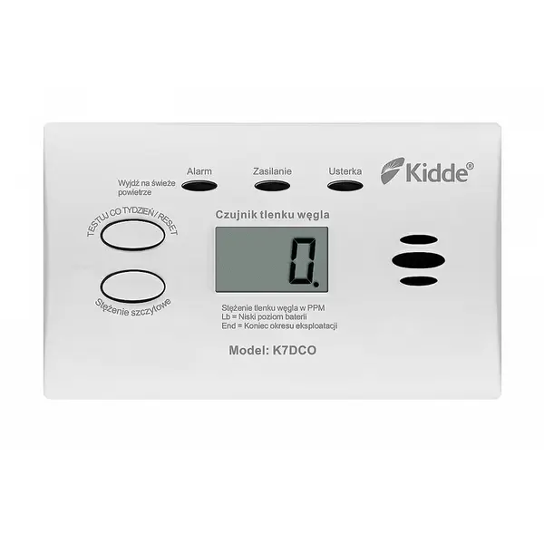 KIDDE Detector de monoxid de carbon KIDDE KID-K7DCO, Afisaj digital, Durata de viata 10 ani, Alimentare baterii AA