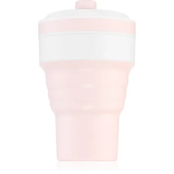 KidPro Collapsible Mug ceasca cu pai Pink 350 ml