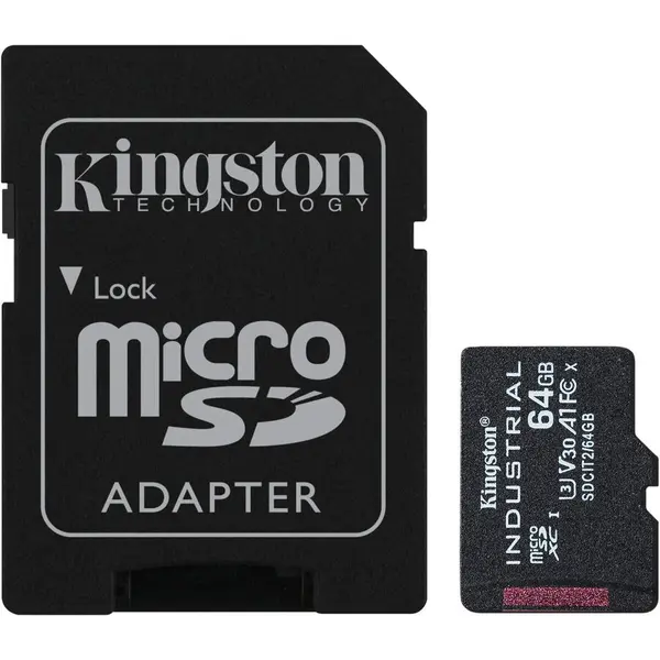 Kingston Card de memorie Kingston microSDXC Industrial, 64 GB, Clasa 10 + Adaptor SD