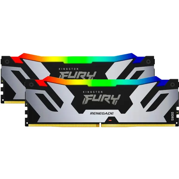 Kingston Kit dual memorie RAM Kingston FURY Renegade RGB, Capacitate 64GB DDR5 (2x32 GB), Frecventa 6400, CL 32, Negru