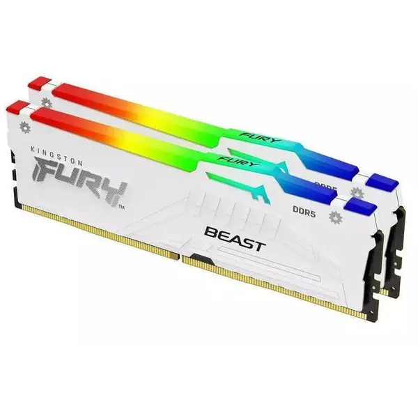 Kingston Memorie Kingston DIMM Fury Beast White RGB, Capacitate 32GB DDR5-6000 (kit 2x16 GB), CL 30
