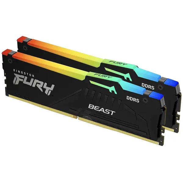 Kingston Memorie Kingston FURY Beast Black RGB 64GB(2x32GB) DDR5 PC5-44800 5600MHz CL40 KF556C40BBAK2-64