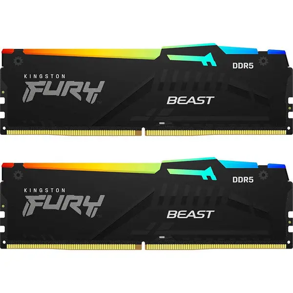 Kingston Memorie Kingston FURY Beast RGB 32GB(2x16GB) DDR5, EXPO, 5600MT/s, CL36, Negru
