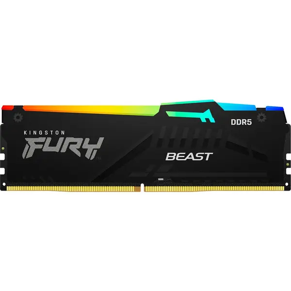 Kingston Memorie RAM Kingston FURY Beast RGB, Capacitate 16GB DDR5 (1x16GB), Frecventa 6000MHz, CL36, Negru