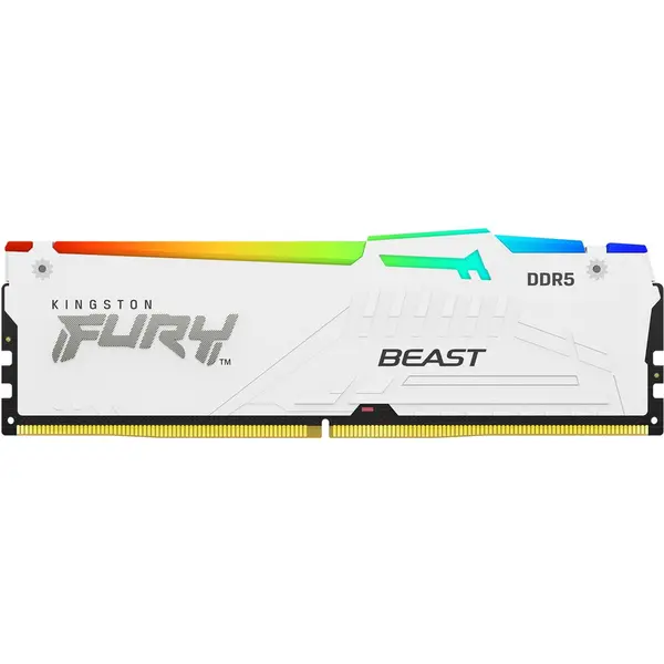 Kingston Memorie RAM Kingston FURY Beast RGB, Capacitate 32 GB DDR5, Frecventa 5600 MHz, CL 36, Alb