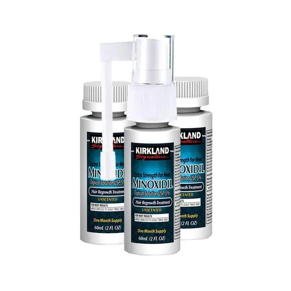 Kirkland, Solutie Minoxidil, 5%, Tratament Impotriva Caderii Parului, Pulverizator Inclus, 3x 60ml