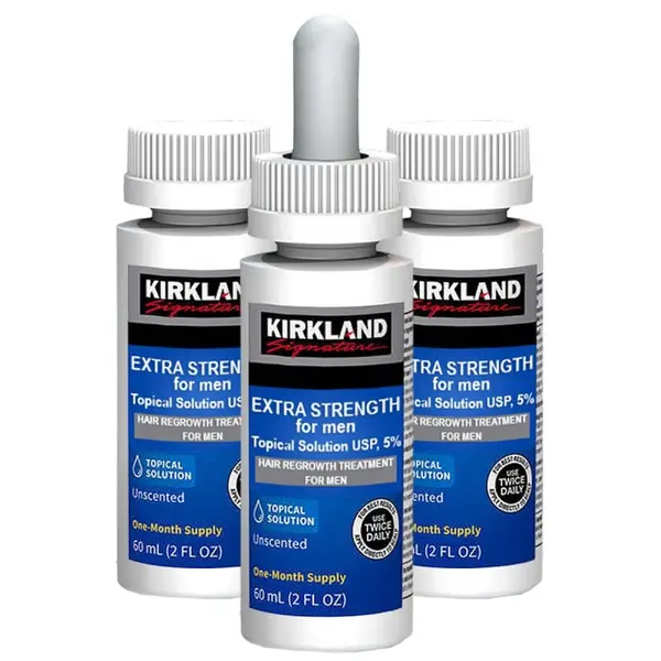 Kirkland, Solutie Minoxidil, 5%, Tratament Impotriva Caderii Parului, fara Pipeta, 3x 60ml