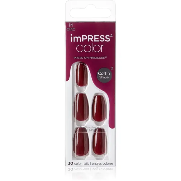 KISS imPRESS Color Medium unghii artificiale autoadeziv Winery in NYC 30 buc