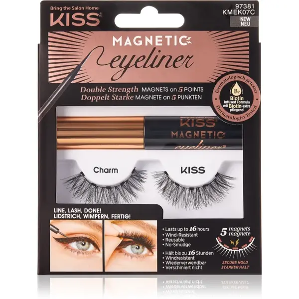 KISS Magnetic Eyeliner & Eyelash Kit gene magnetice 07 Charm 1 pereche