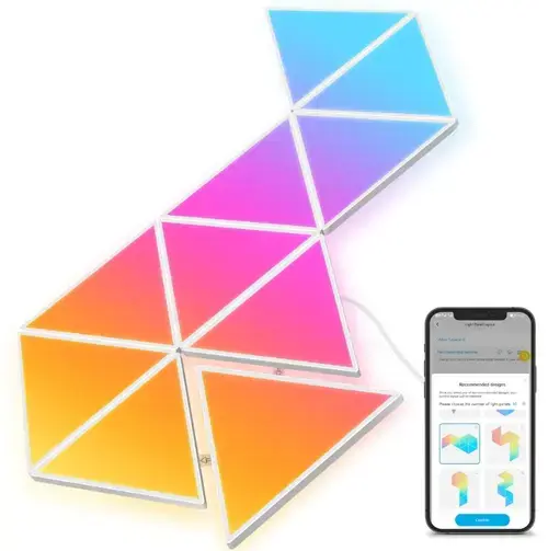 Kit 10 Panouri luminoase inteligente Govee Glide Triangle, RGBIC, Voice assistants