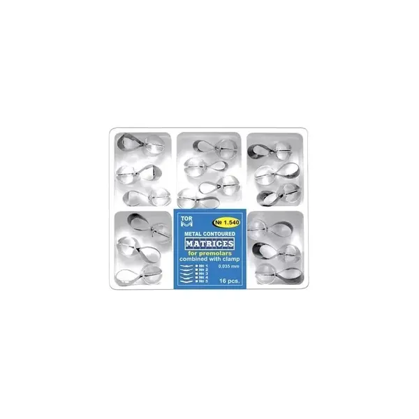 Kit 16 matrici metal conturate cu clema premolar 3.5mm TorVM