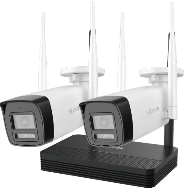 Kit 2 camere Wifi cu NVS HiLook IKS-2044BH-PH/W, 4MP, lentila 2.8mm, IR 30m, microfon si difuzor, detectie miscare