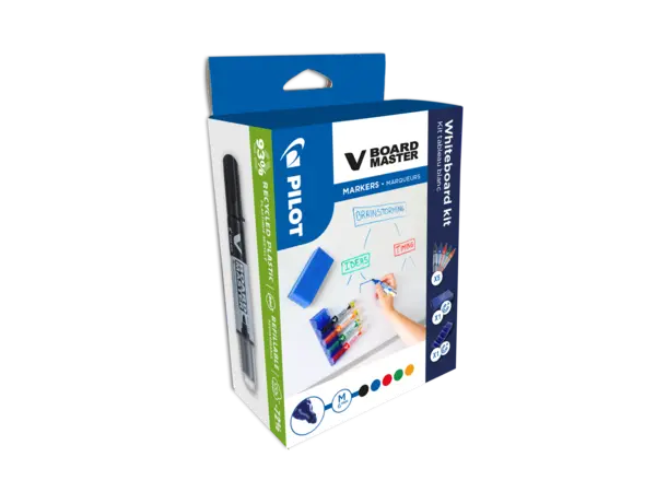 Kit 5 markere Pilot VBoard Master si burete Pilot pentru table magnetice Kit 5 markere Pilot VBoard Master si burete Pilot pentru table magnetice