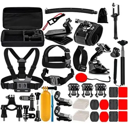 Kit 50+1 Accesorii Puluz PKT39, pentru DJI Osmo Action, GoPro (Negru)