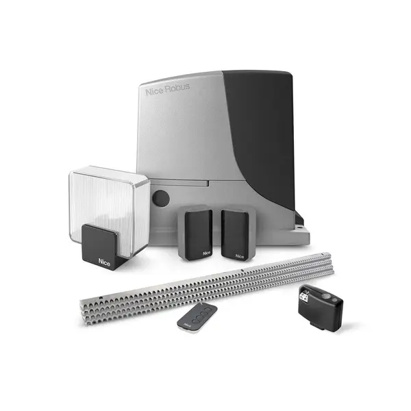 Kit automatizare poarta culisanta Nice ROBUSKIT RB600KCE FULL, 600 Kg, 230 Vac, 8 m, receptor OXIBD, cremaliera metalica
