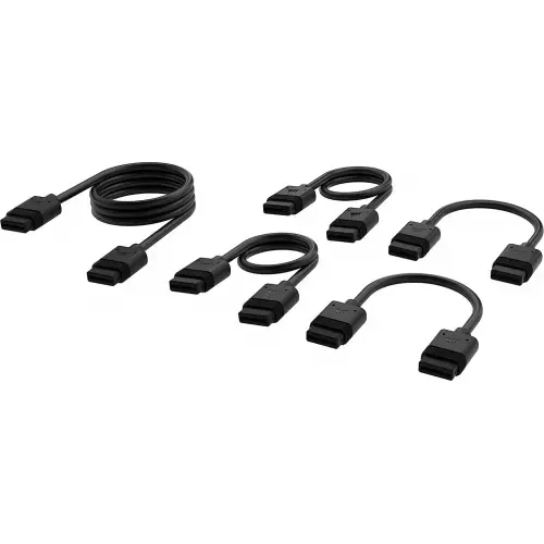 Kit cabluri Corsair iCUE LINK pentru ventilatoare, 1x 600mm, 2x 200mm, 2x 100mm (Negru)