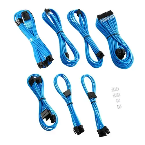 Kit cabluri sursa CableMod C-Series PRO ModMesh 12VHPWR pentru Corsair RM, RMi, RMx (Black Label) (Albastru)