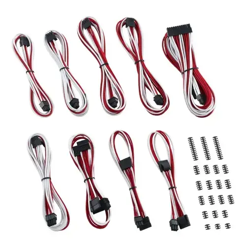 Kit cabluri sursa Cablemod CM-CSR-CKIT-NKWR-R C-Series ModMesh pentru Corsair RMi / RMx / RM (Alb/Rosu)