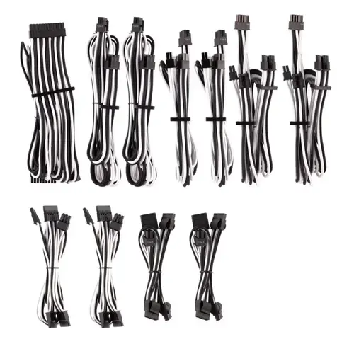 Kit cabluri sursa Corsair Premium Pro Kit CP-8920227, Compatibil cu surse CORSAIR Type-4 Gen 4 (Alb/Negru)