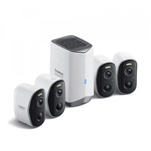 Kit Camere de Supraveghere exterior Baseus N1, Wi-Fi, 2K, IP67, Set 4 bucati (Alb)