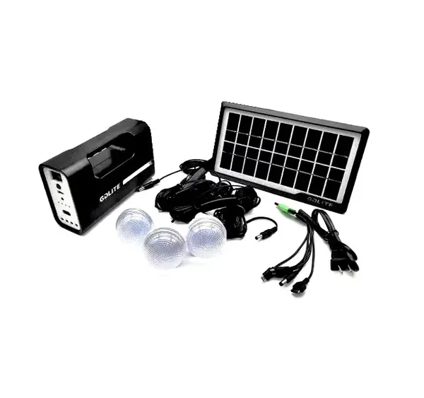 Kit Camping Panou Solar GDLITE-1 Lanterna 3 Becuri LED SMD 6V 4Ah USB