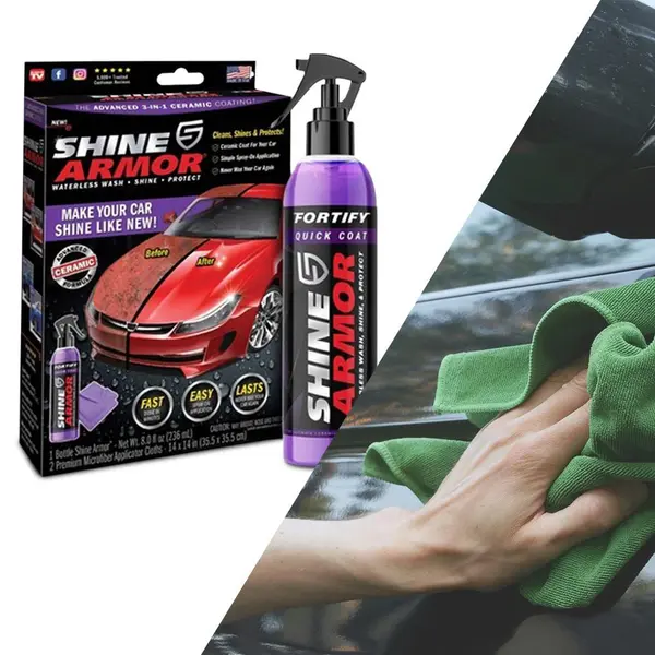 Kit ceara lichida Shine Armor Ceramic Wax, 236 ml + Laveta din microfibra